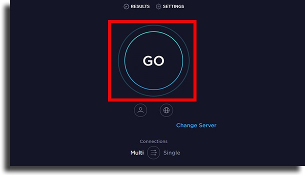 Click go to test internet speed