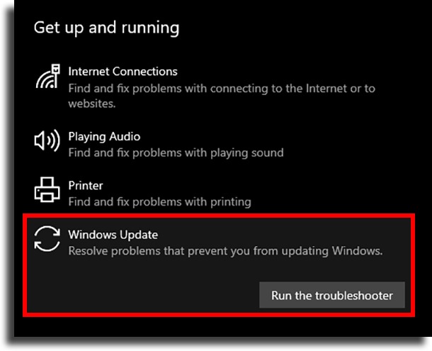 run the troubleshooter fix Windows Updates that keep failing