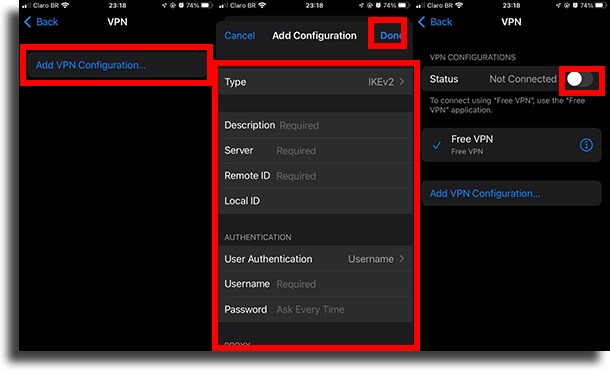 configure and enable vpn use VPN on iPhone
