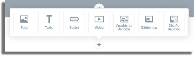 Adobe Spark Page añadir elementos crear página web