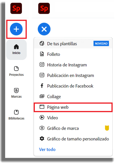 Adobe Spark Page crear página web