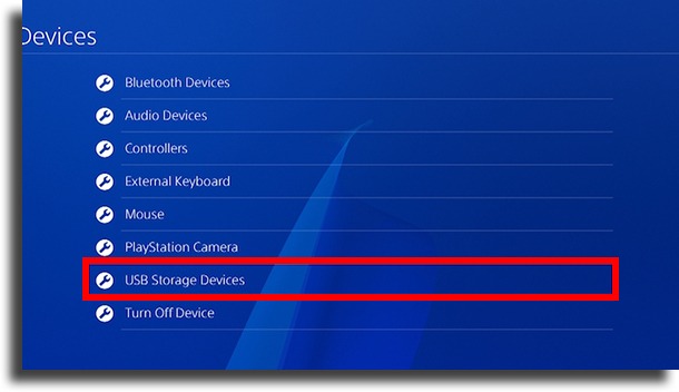 select usb storage devices to use external HDDs on PS4
