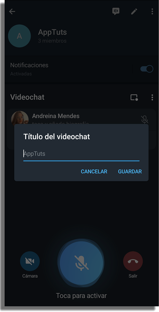 editar título del videochat