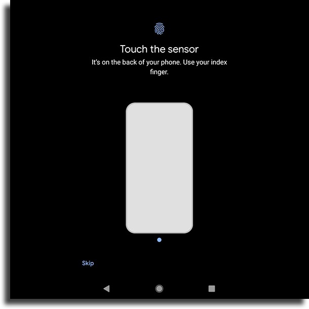 touch sensor set up a fingerprint on Android