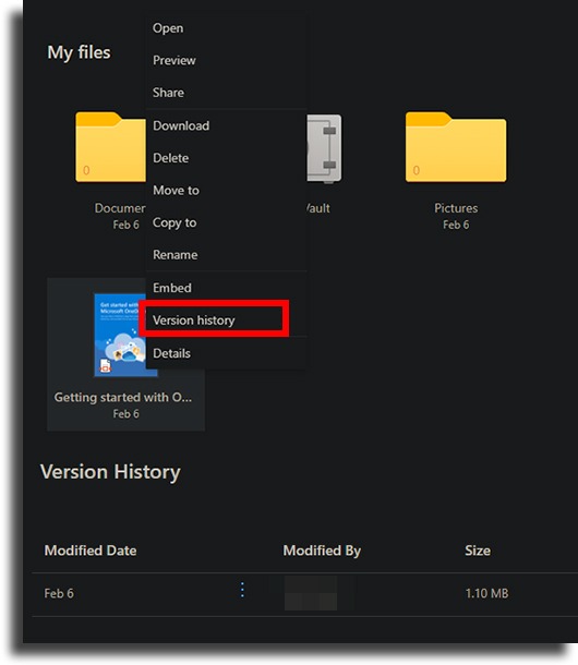 version history OneDrive tips and tricks