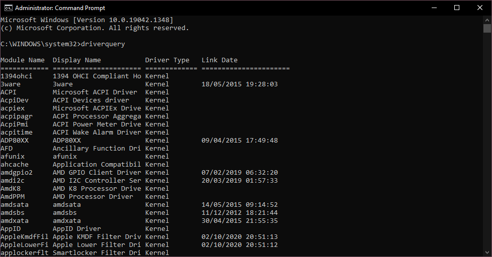 List all drivers installed on your PC command prompt tricks