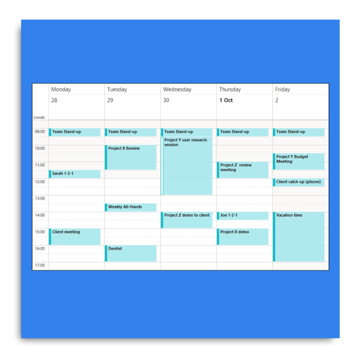 colorir calendário outlook