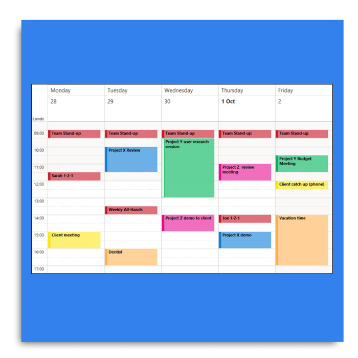 colorir calendário outlook