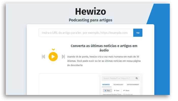 extensões converter texto em áudio Chrome Text to Speech Hewizo