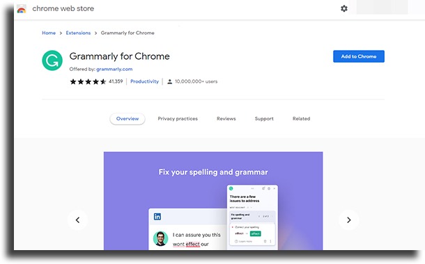 install to chrome use Grammarly in Google Docs