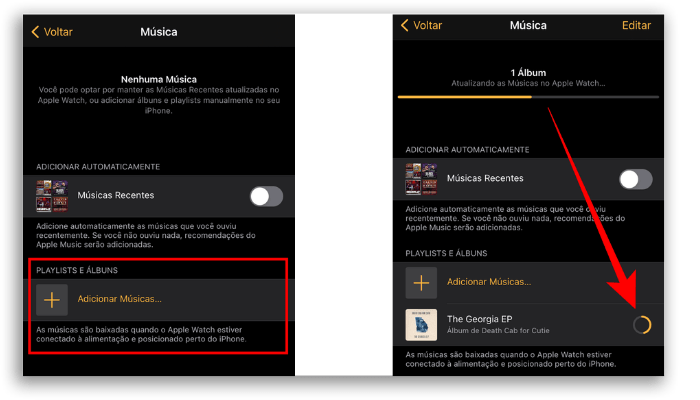 Apple Watch ouvir musicas offline