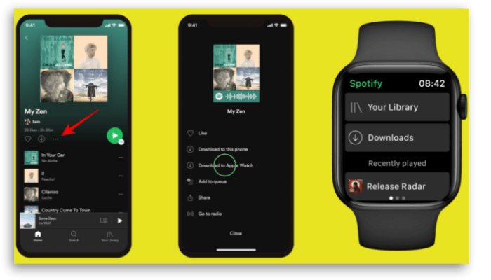 Spotify Escuchar música offline en Apple Watch