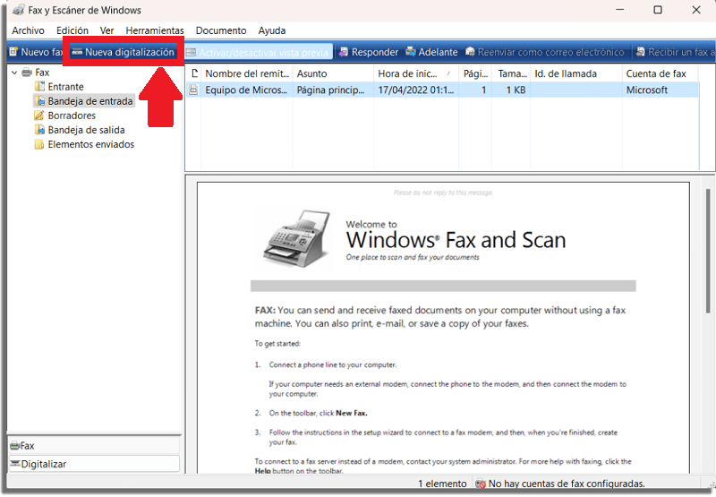escanear en Fax y Escáner de Windows
