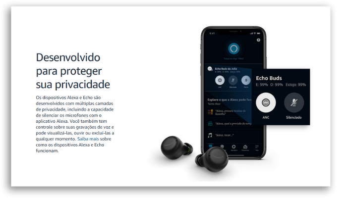 app Alexa conectado ao Echo Buds Amazon 