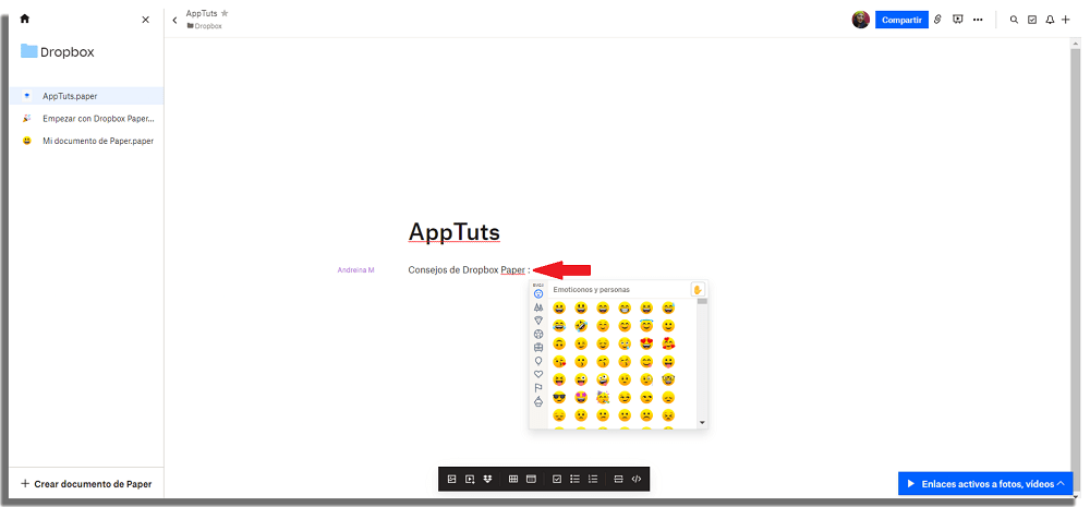 emojis dropbox paper