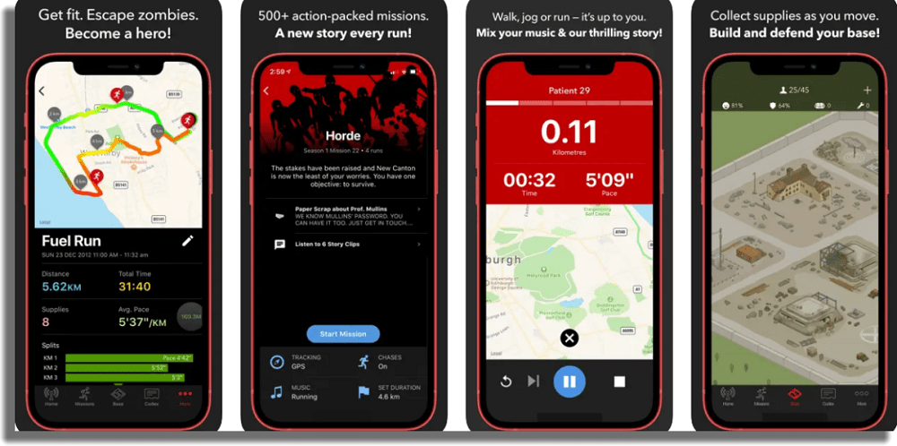 Zombies, Run! aplicaciones para medir la distancia recorrida