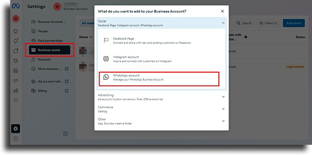Add whatsapp account meta business suite