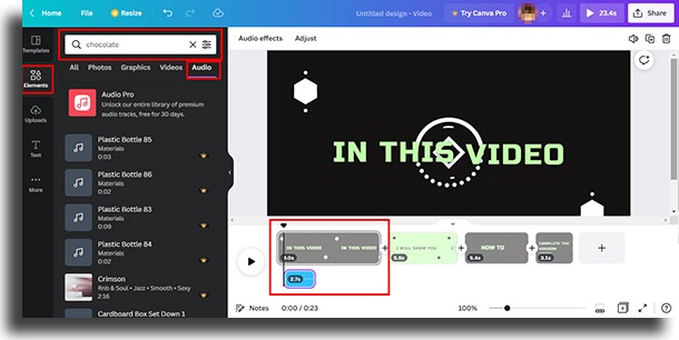 Canva audio elements