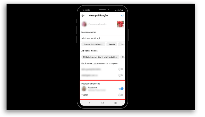 publicar postagem instagram e facebook
