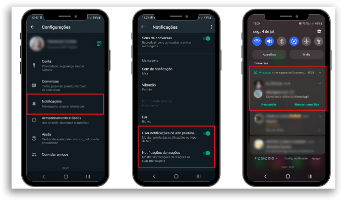 ativando pré-visualização no WhatsApp