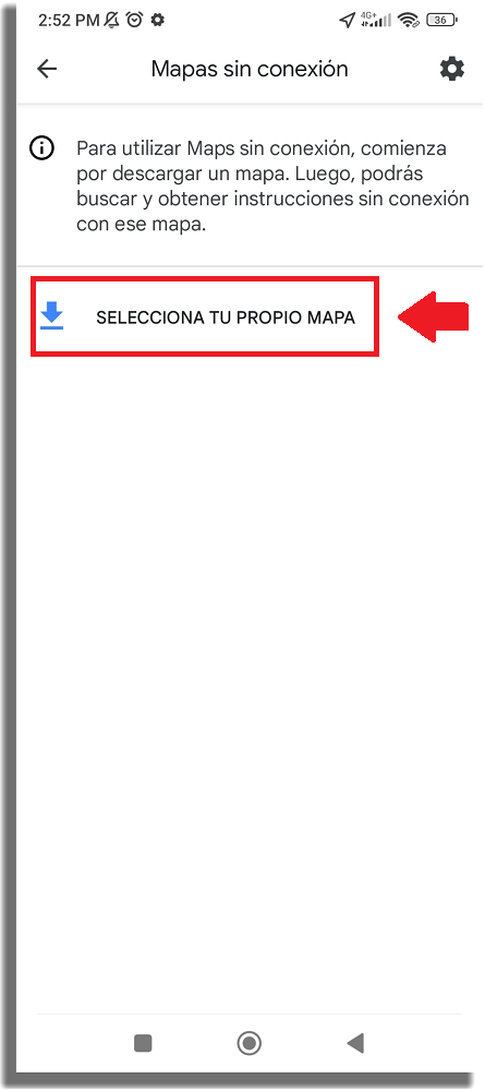 seleccionar mapa offline google maps