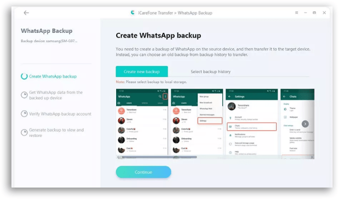 Transferindo dados do WhatsApp GB para WhatsApp com Tenorshare iCareFone Transfer