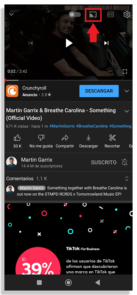 transmitir videos de youtube android
