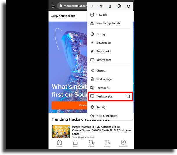 download music from SoundCloud desktop site