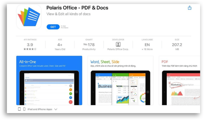 Polaris Office para iOS Paquete de Oficina