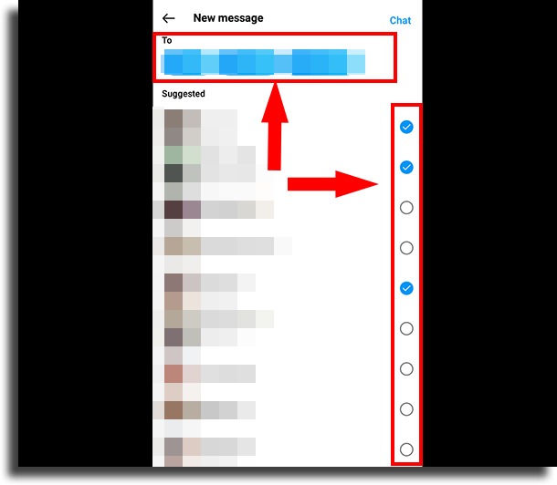 select contacts send Direct on Instagram