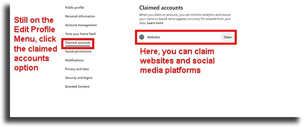 claim site optimize pins on pinterest