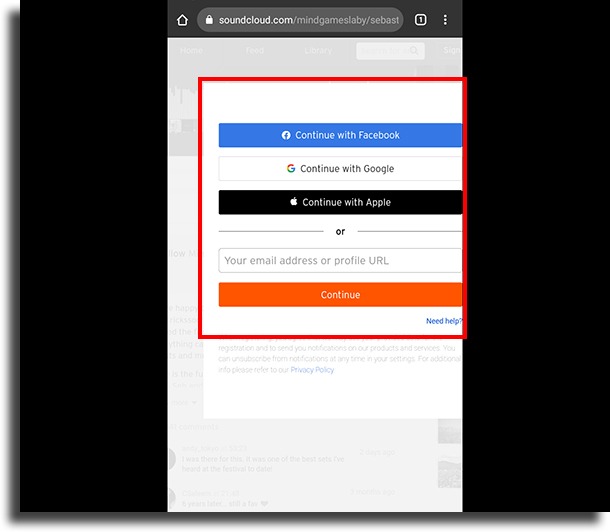 log in 
