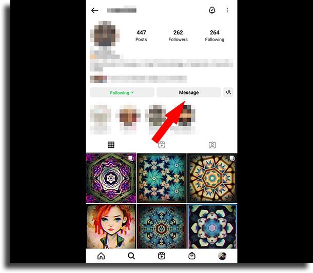 message button on profile send Direct on Instagram