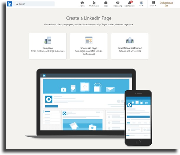 create a LinkedIn for business page