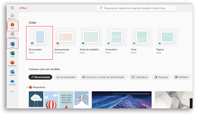 como criar e editar documentos no Word online de graça