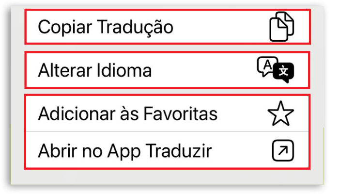 Mais opções para salvar a tradução