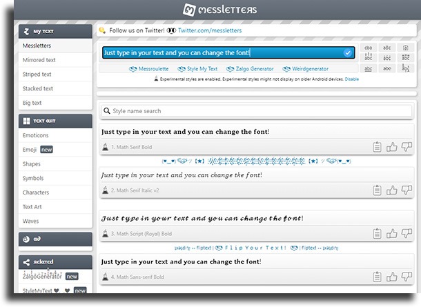 use messletters 