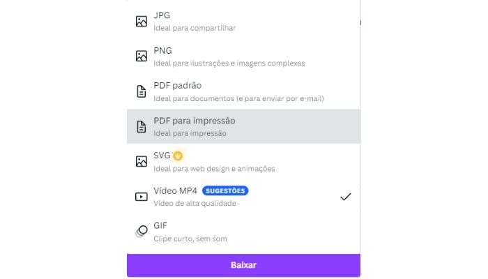 Canva: mais opções de compartilhamento