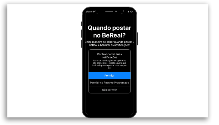 BeReal. Ativando as notificações