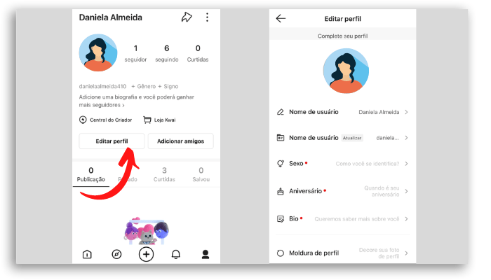 Kwai: como editar o perfil