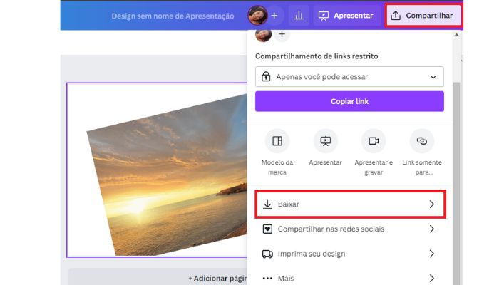 Como baixar uma imagem com o Canva