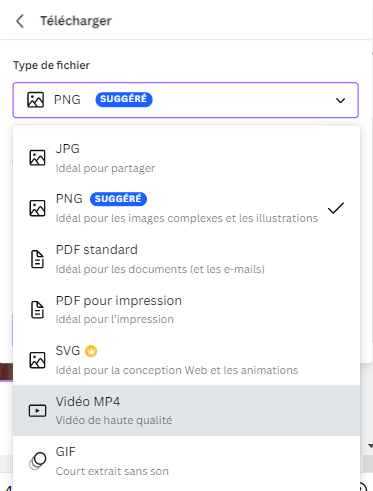 Canva : plus d'options de partage