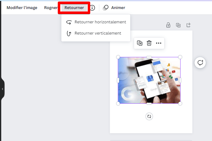 retourner une image dans Canva 