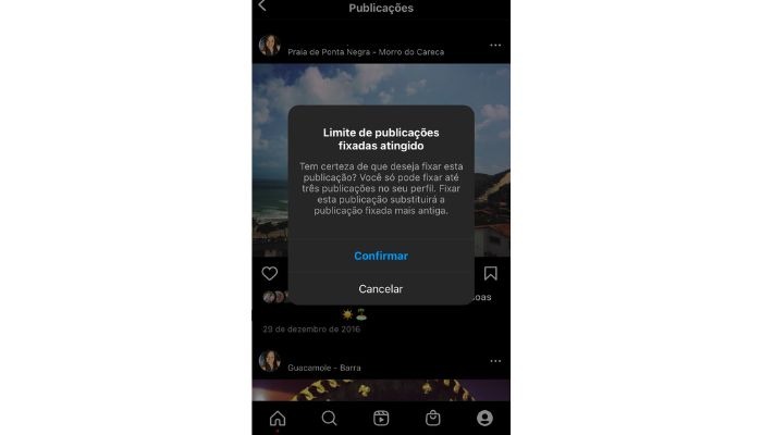 O que fazer ao exceder o limite de posts fixados
