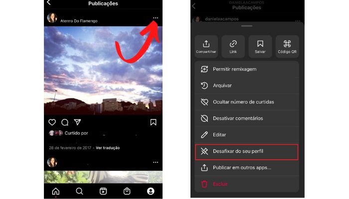 Como desfixar um post no Instagram