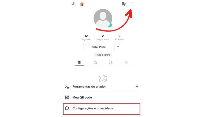 Configurações e Privacidade 