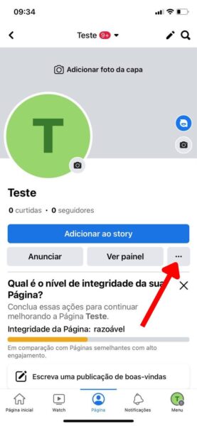 Facebook 3 pontinhos