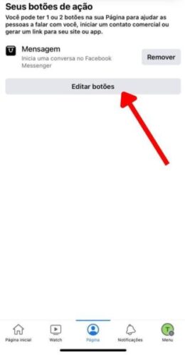Facebook Editar botões