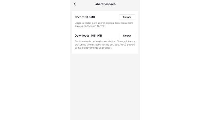 Liberando espaço de armazenamento