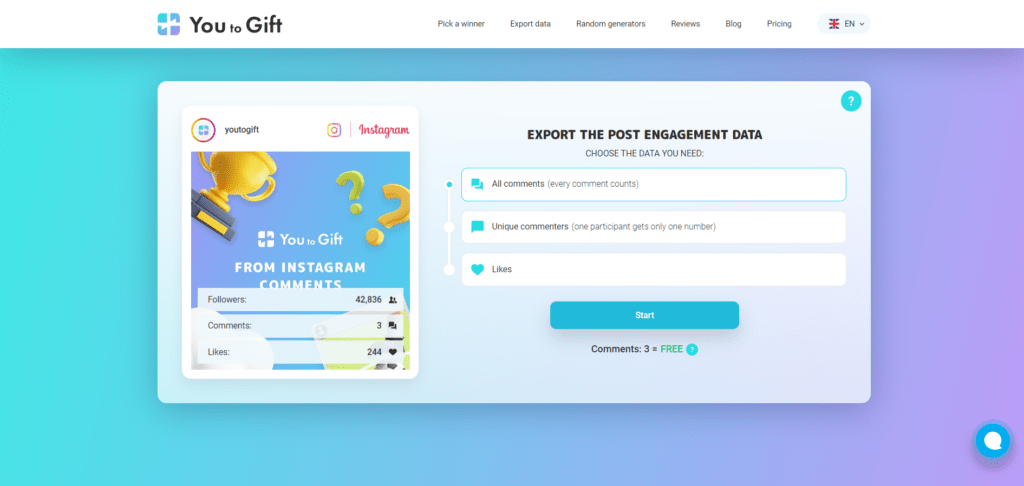 You To Instagram Giveaway Tool